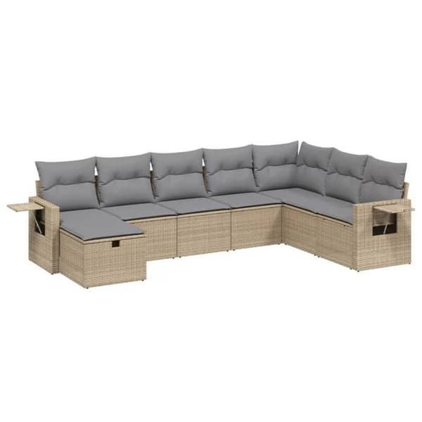 Maison Exclusive - Trädgårdsmöbler med kuddar 8 delar blandning beige flätad resin