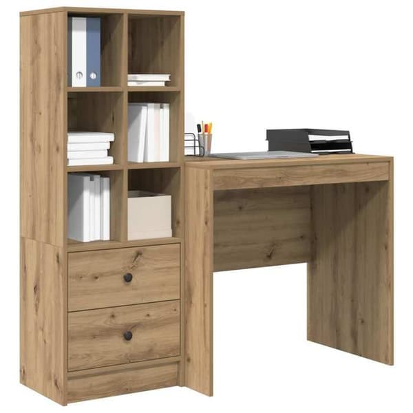 Maison Exclusive - Håndlavet egetræskontor 125,5 x 50 x 127 cm 2 stk brun