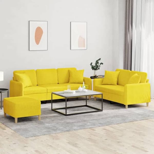 Maison Exclusive - Sæt af 3 sofaer med lysegule puder i stof