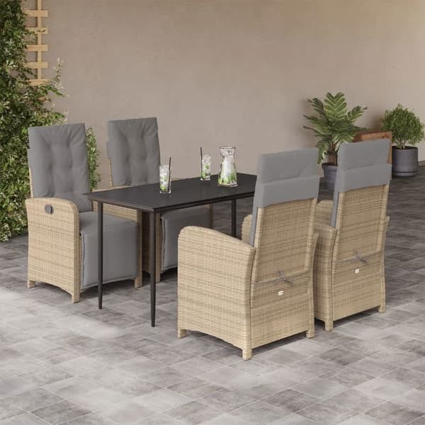 Maison Exclusive - Puutarhakalusteryhmä tyynyillä 5 kpl Beige polyrottinki