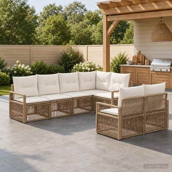 Maison Exclusive - 7 hengen puutarhakalustesarja 7 kpl Beige
