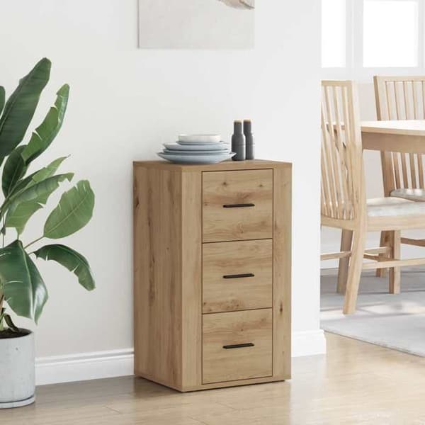 Maison Exclusive - Buffet i egetræ, håndlavet 40 x 33 x 70 cm, ingeniørtræ