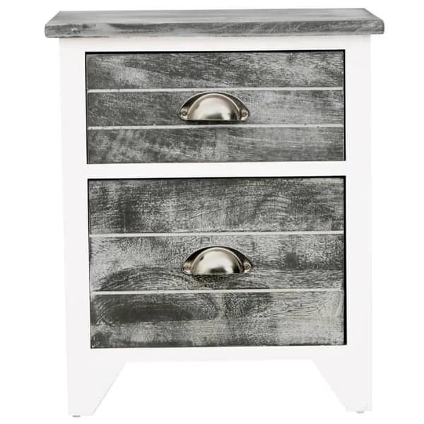 Maison Exclusive - Sängbord 2 st med 2 lådor Grå och vit Grå och vit