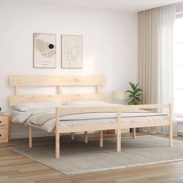 Maison Exclusive - Seng til ældre og sengegavl 200x200 cm massiv træ