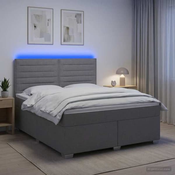 Maison Exclusive - Boxspring seng med madras Lys grå 140 x 190 cm Stof