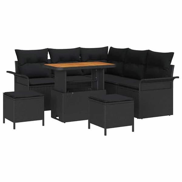 Maison Exclusive - 8 osan puutarhakalustesetti, musta polyrottinki
