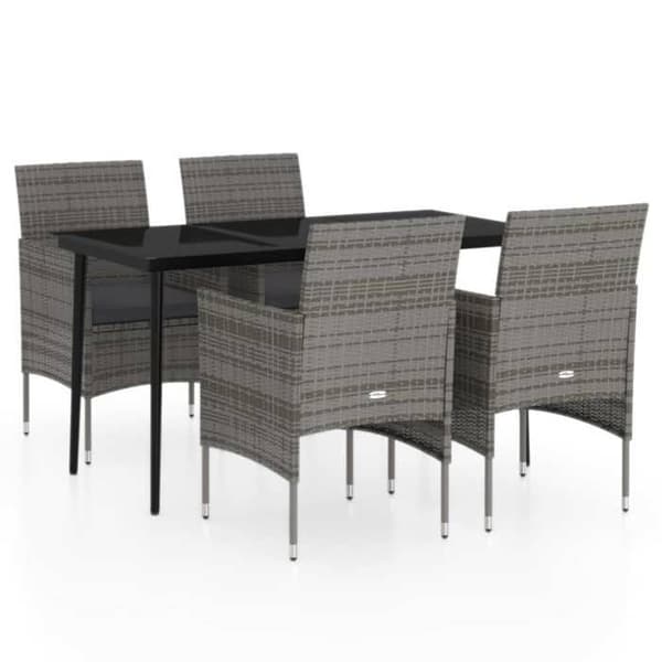 Maison Exclusive - Puutarhakalusteryhmä ja tyynyt 5 kpl Harmaa/musta