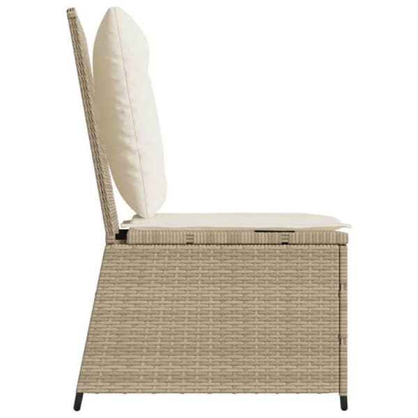 Maison Exclusive - Justerbar trädgårdssoffa med beige kuddar i flätad resin