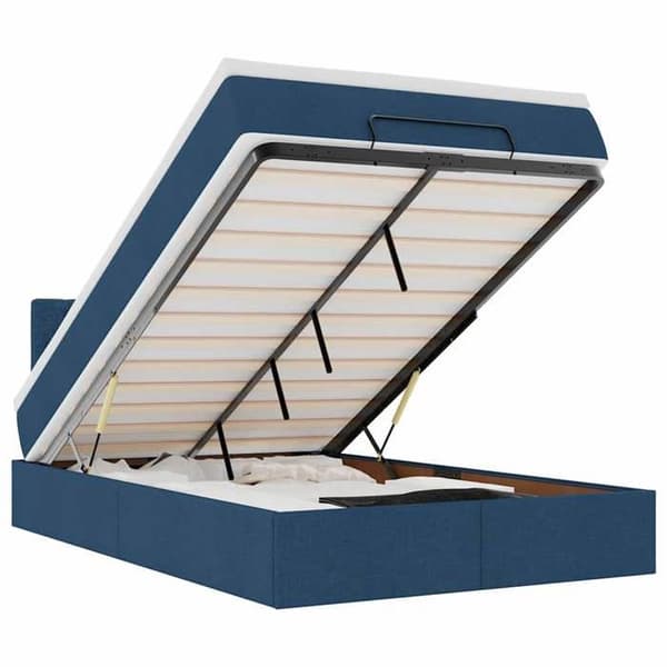 Sängsoffa - Maison Exclusive - 120x190 cm - Blått tyg - Hydraulisk förvaring & LED blå