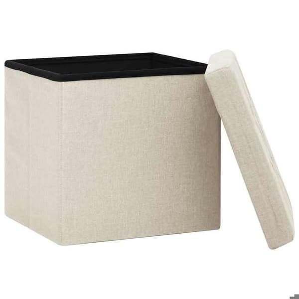 Maison Exclusive - Fällbara förvaringspallar set om 2 vit kräm Faux lin