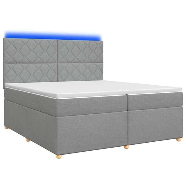 Maison Exclusive - Boxspring seng med madras Lys grå 200 x 200 cm Stof Ljusgrått