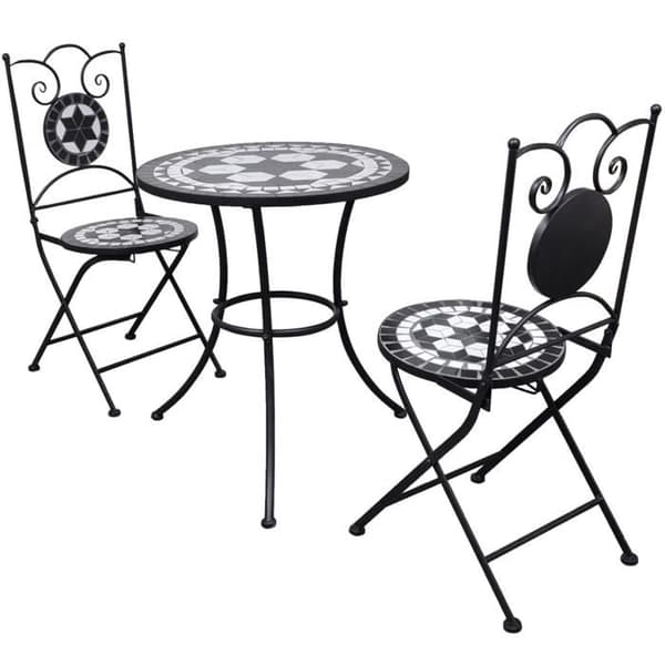 Maison Exclusive - Bistro møbel 3 stk. Keramiske fliser i sort og hvid Svart vit