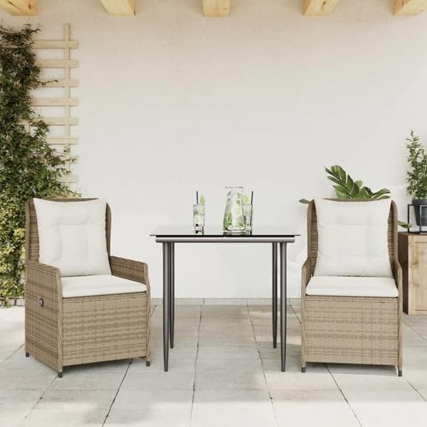 Maison Exclusive - Puutarhakalusteryhmä ja tyynyt 3 kpl Beige polyrottinki