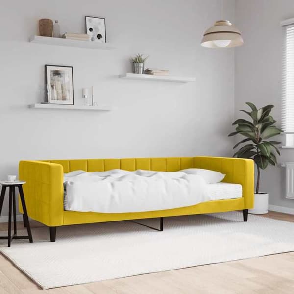 Maison Exclusive - Dagbädd med gul madrass 90x200 cm sammet Gul