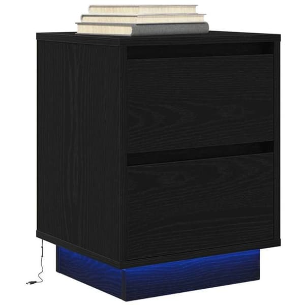 Maison Exclusive - Natbord med LED-lys sort 38x34x50 cm