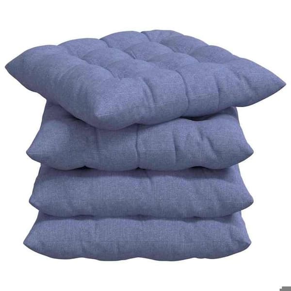 Sittkuddar - EXKLUSIV HEM - Paket om 4 - 40 x 40 x 6 cm - Denimblå - Polyesterfyllning denim blå
