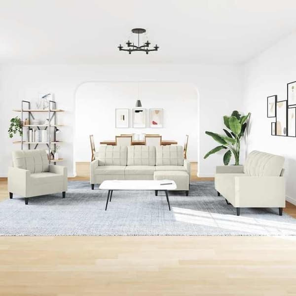 Maison Exclusive - 4-osainen sohvasetti tyynyillä, kerma sametti Grädde