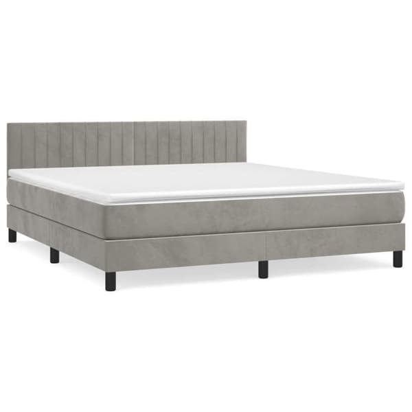 Maison Exclusive - Seng solid bund med socker og madras Grå 160x200cm Velour