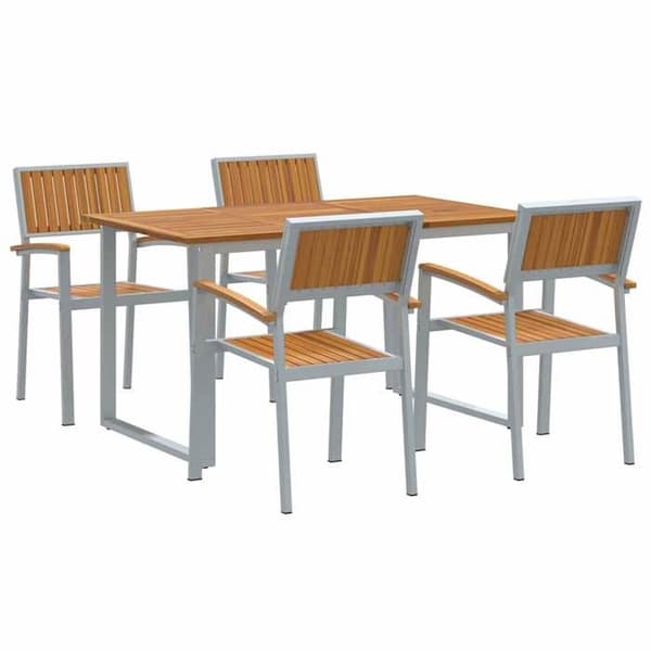 Maison Exclusive - 5 osan ruokailuryhmä puutarhaan Harmaa