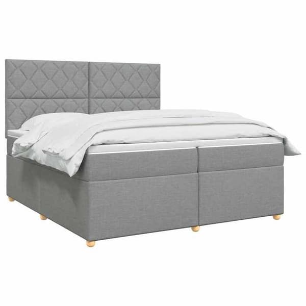 Maison Exclusive - Boxspring seng med madras Lys grå 200 x 200 cm Stof Ljusgrått