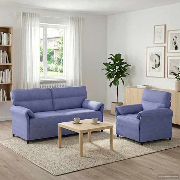 Divaani - MAISON EXCLUSIVE - 2-osainen setti - Denim-sininen - Polyesterikangas - Metallirunko denim blå