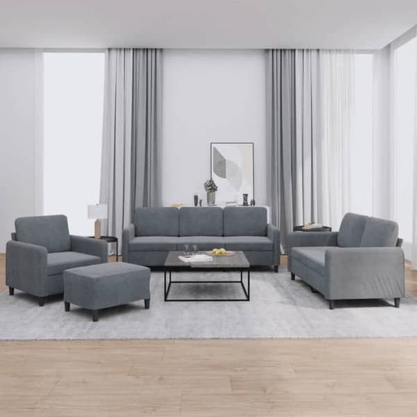 Maison Exclusive - 4 kpl tummanharmaita samettisohvia Mörkgrå
