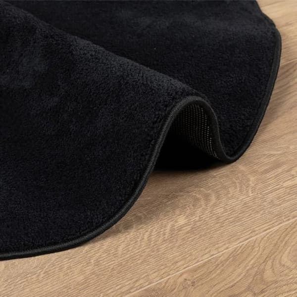 Tæppe - MAISON EXCLUSIVE - OVIEDO - Rund Ø 160 cm - Polyester 100% - Korte sorte hår Svart