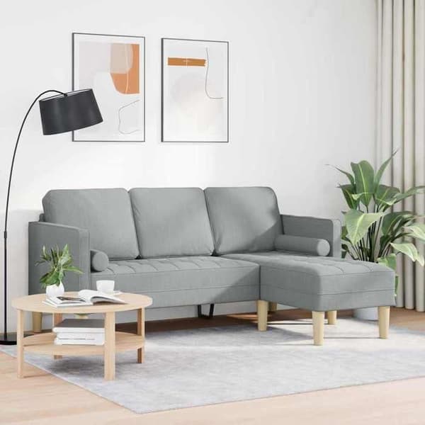 Soffgrupp - EXKLUSIV HEM - Modulär - Ljusgrå - Andningsbar polyester - Träram Ljusgrått