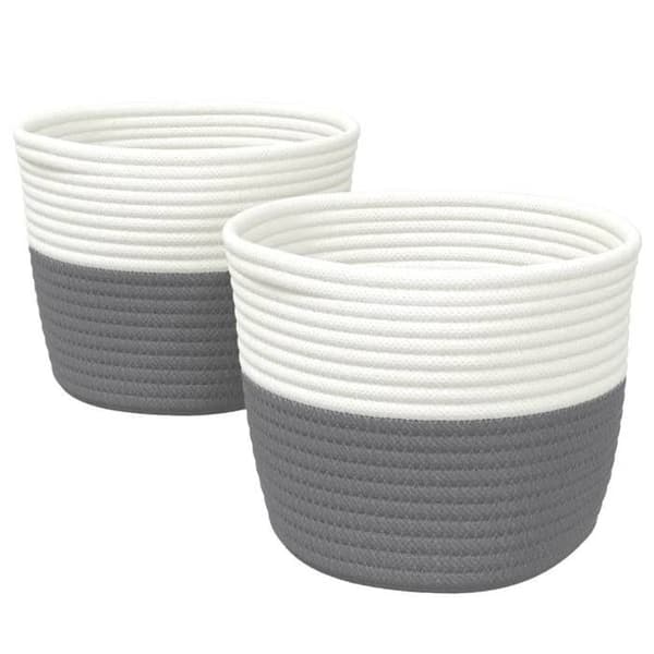 Maison Exclusive - Förvaringskorgar 2 st grå och vit Ø24x18 cm bomull Grå och vit
