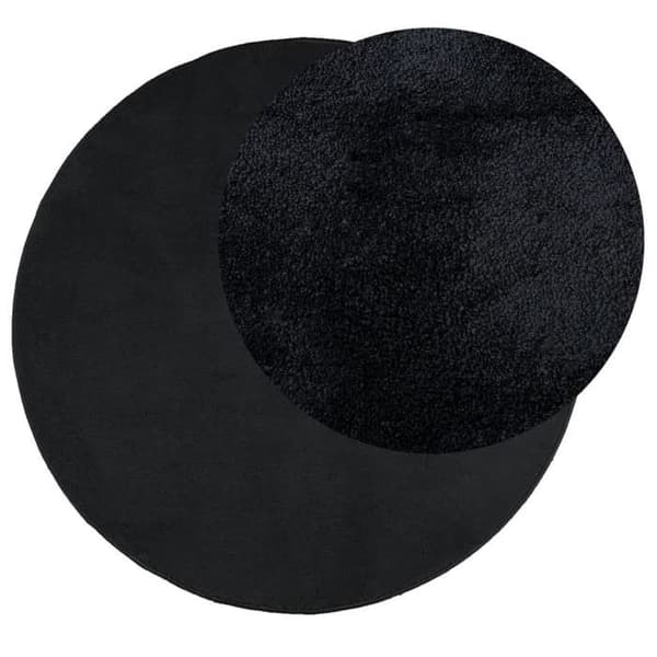 Tæppe - MAISON EXCLUSIVE - OVIEDO - Rund Ø 160 cm - Polyester 100% - Korte sorte hår Svart