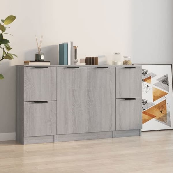 Maison Exclusive - 3 stk. buffeter Sonoma grå ingeniørtræ