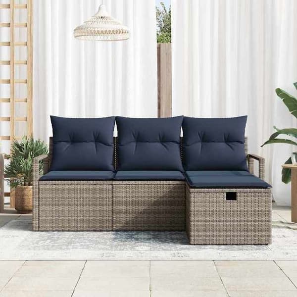 Maison Exclusive - 4-delars soffgrupp 4-sits grå och marin