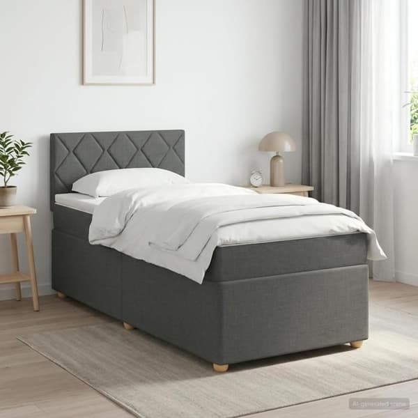 Maison Exclusive - Boxspring säng med madrass Mörkgrå 100 x 200 cm Tyg Mörkgrå