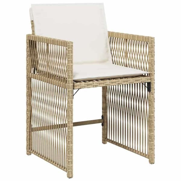 Maison Exclusive - Trädgårdsstolar med kuddar, set om 4, beige flätad resin beige