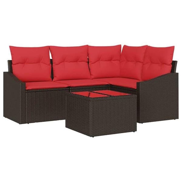 Maison Exclusive - 5-delars soffgrupp i brun polyrotin