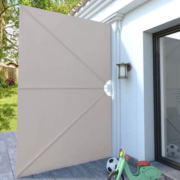 Sidoöverdrag - EXKLUSIVT HUS - Fällbart sidoöverdrag - 300 x 200 cm - Kräm - Hållbar polyester Grädde