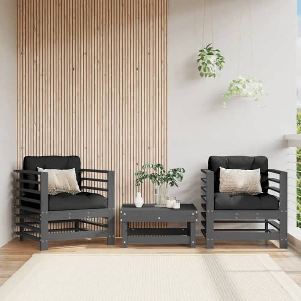 Maison Exclusive - Trädgårdsstolar set om 2 grå massiv furu