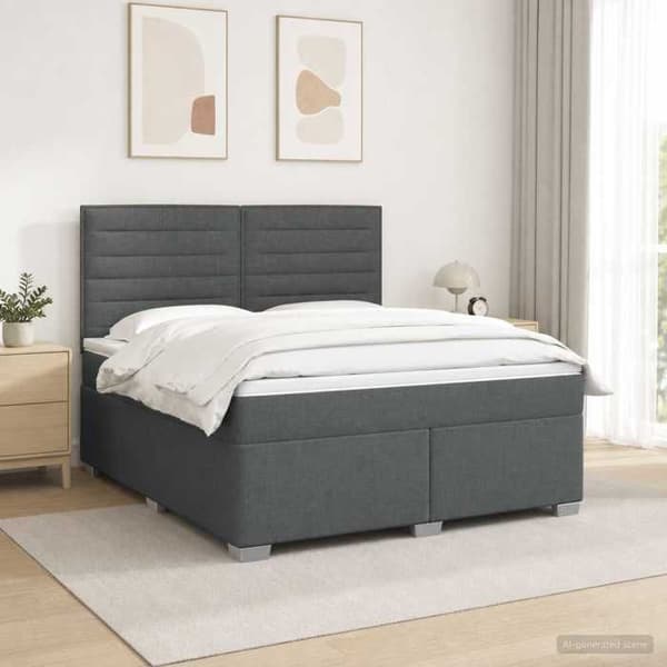 Maison Exclusive - Boxspring säng med madrass Mörkgrå 160 x 200 cm Tyg Mörkgrå