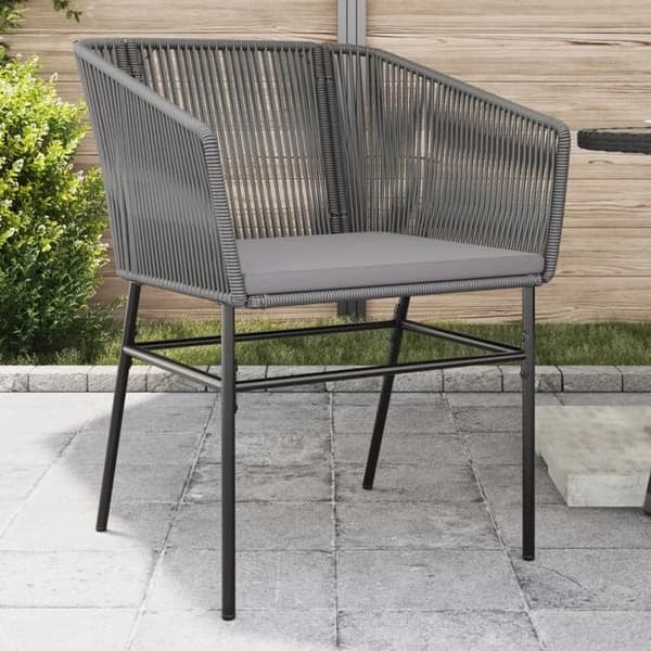 Maison Exclusive - Trädgårdsstolar set om 2 med grå kuddar i flätad resin