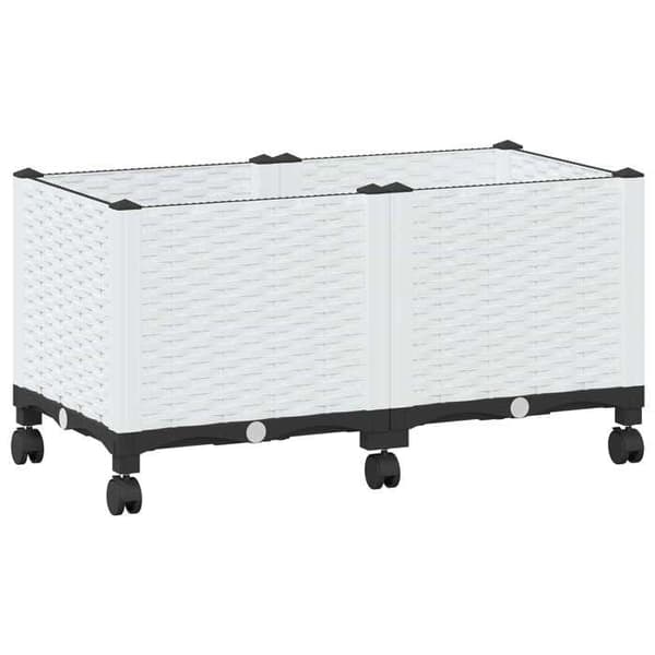 Maison Exclusive - Blomlåda med Hjul Vit 80 x 40 x 48 cm PP