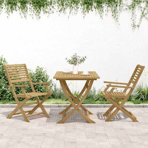 Maison Exclusive - Fällbara stolar (set om 2) i massiv akaciaträ, mått: 54,5 x 61,5 x 86,5 cm