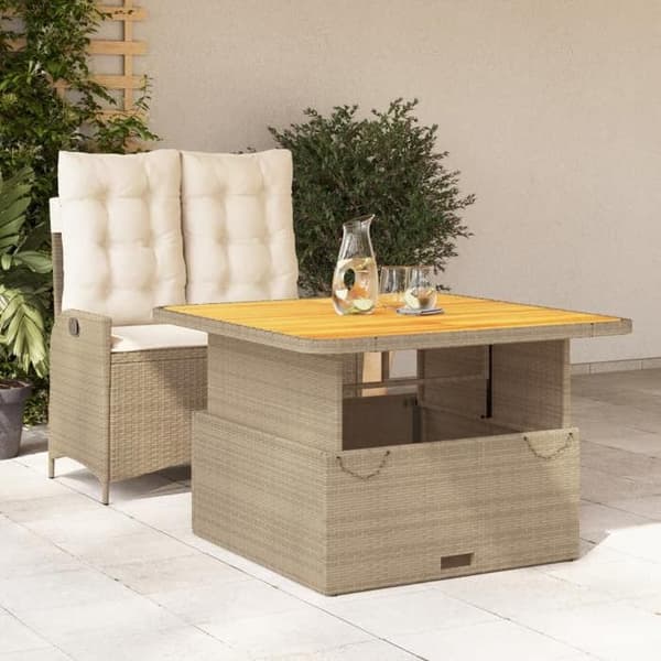 Maison Exclusive - Puutarhakalusteryhmä ja 2 kpl beige polyrottinkityynyä