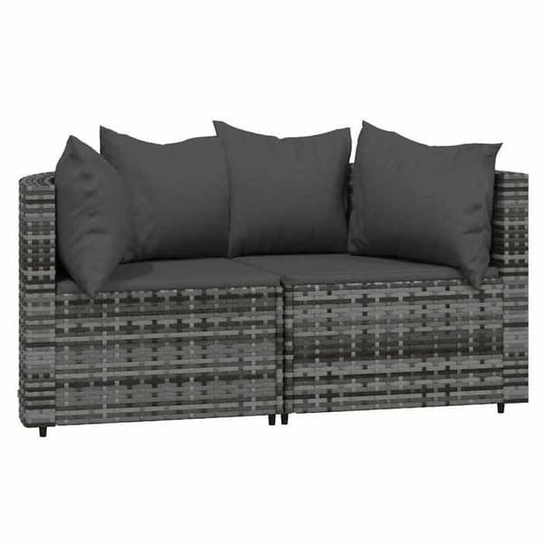 Maison Exclusive - Hörnsoffor för trädgård och kuddar 2 st grå vävd resin Grå