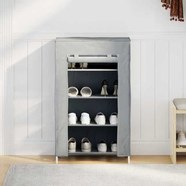 Maison Exclusive - Harmaa kenkäteline 60,5x30x97 cm kuitukangasta Grå