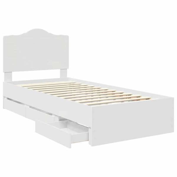 Maison Exclusive - Sängram med låda Vit 90 x 200 cm Ingenjörsträ