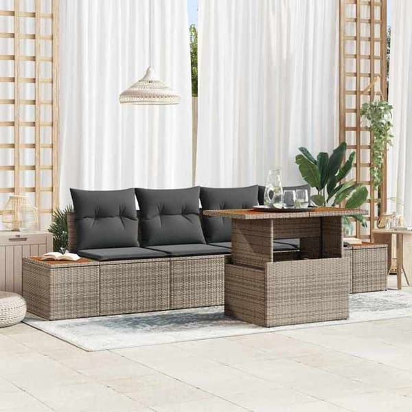 Havemøbler - MAISON EXCLUSIVE - Sæt 5 stk - Grå poly rattan - Metalstruktur - Modulerbare moduler Grå