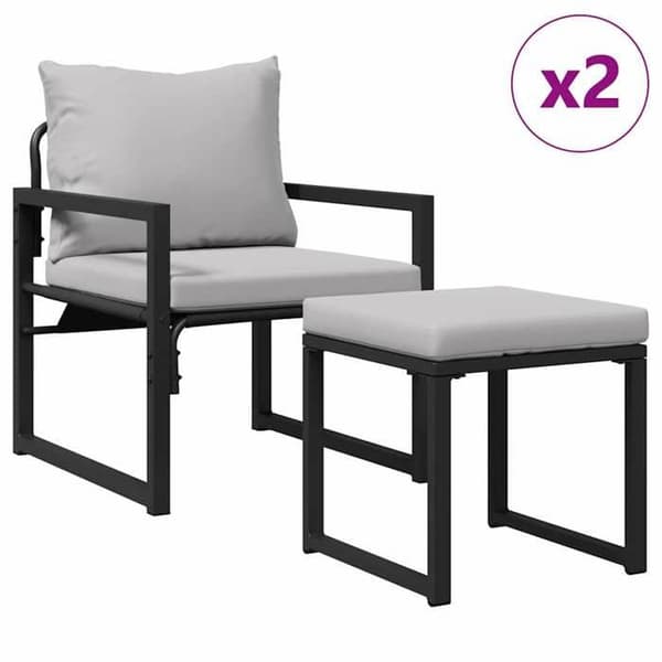 Maison Exclusive - Puutarhakalusteet 4 kpl 2-Hengen Harmaa polyesteri Ljusgrått