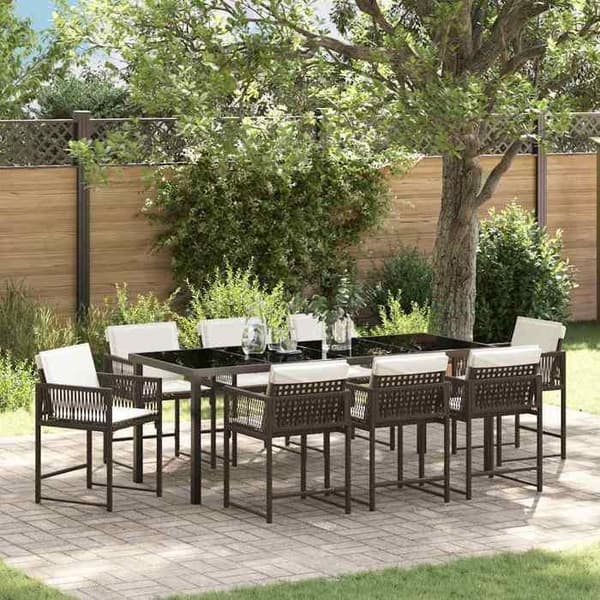 Maison Exclusive - 9 pc spisebordssæt til haven i brun polyrotin brun