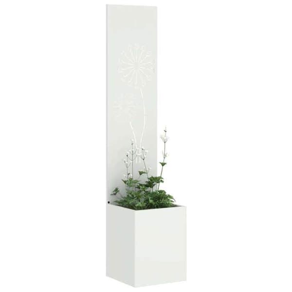 Havemur - EKSKLUSIV HUS - 32 x 32 x 150 cm - Robust stål - Mat finish - Velegnet til udendørs brug Vit