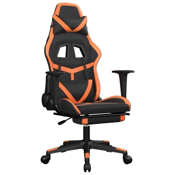 Gaming stol - Kunstlæder - Sort og orange - Fodstøtte - 67 cm - Moderne - Design Orange